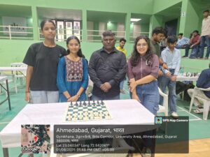 Selected in west zone inter university chess competation